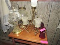 3 Asst'd. Glass Lamp/Candle Holders