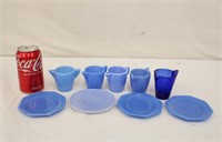 Lot of 8 Akro Agate Cobalt Cups & Plates #3