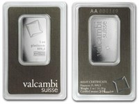 One Ounce: Valcambi .999 Fine Platinum Bar