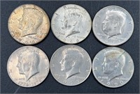 (6) Kennedy Half Dollars: 1966, 1968, 1971, 1976,