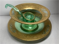 Elegant Glass Mayo Bowl Set Wheeling Pheasant on