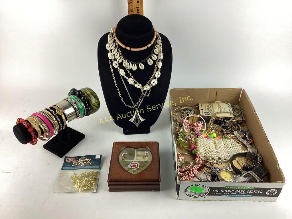 Costume jewelry necklaces, bracelets, Timex &