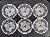 VAL ST. LAMBERT CRYSTAL FRUIT COASTERS