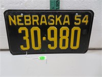 1954 Nebraska License Plate 30-980