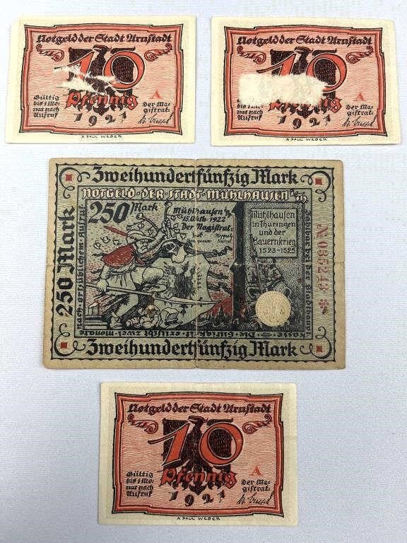 1921-22 German Notgelds 10P to 250M