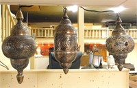 Moroccan Style Piereced Metal Hanging Lanterns.