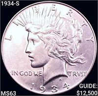 1934-S Silver Peace Dollar CHOICE BU