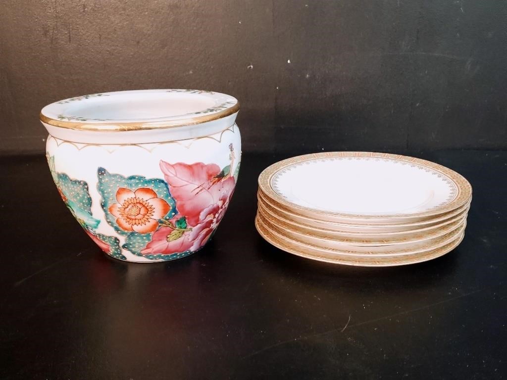 Planter & 6 Limoges China Plates