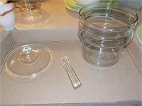 Vintage Pyrex handle, lid and container