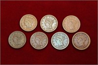 7pc 1848 - 1854 Large Cent