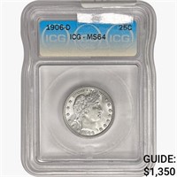 1906-D Barber Quarter ICG MS64