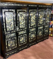 Ornate Carved Abalone Accented Wardrobe