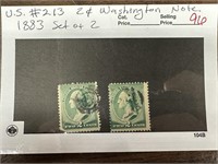 213 2C WASHINGTON 1883 SET OF 2 STAMPS