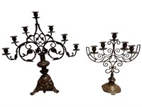 Set of 2 French Ecclesiastical Brass Candelabras