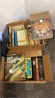 Box of wildlife books, box of gun books