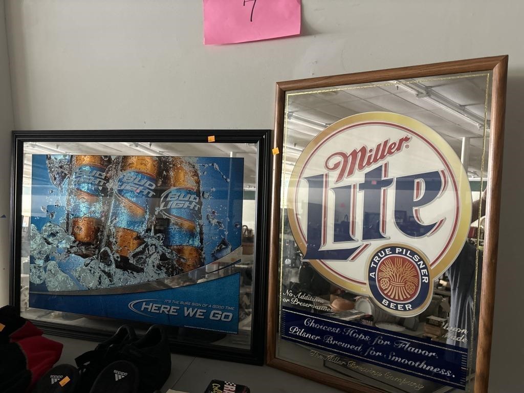 Miller Lite and Bud Light - 31x22 and 27x37 inches