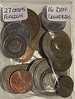 27 Foreign Coins 16 Different Countries