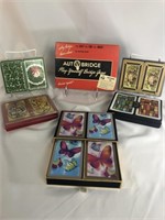 Lot Of 5 Double Sets Of Cards & Bridge Game