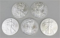 5 2014 One Ounce Fine Silver Eagles.