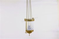 Victorian Opalescent Glass & Brass Hanging Lamp