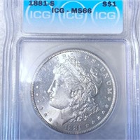 1881-S Morgan Silver Dollar ICG - MS66