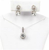 Jewelry Sterling Silver Topaz Necklace & Earrings