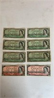 Canadian Money (8)
(6) $1 Bills
(2) $2 Bills