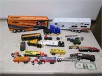 Lot of Toy Semi Trucks & Trailers