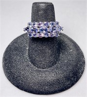 Sterling Tanzanite Cluster Ring 4 Grams Size 6