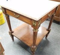 MARBLE TOP EMPIRE END TABLE W ORMOLU ACCENTS