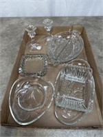 Clear Glass Serving Trays and Candle Stick