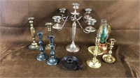 Brass & other candlesticks Lot