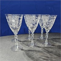 6 chintz water goblets