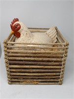 Large Ceramic Hen in Twig Craft Box