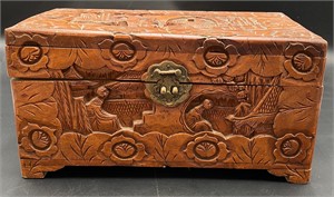Vintage Wooden Carved Asian Box