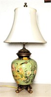 Floral Ceramic Table Lamp with Cloth Shade