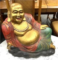Carved Polychromed Wood Buddha Statue.