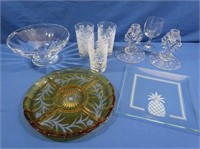 Various Glass Dishes incl Yellow Glass Relish