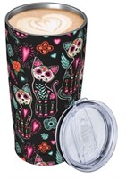 Day of The Dead Cat Kitten Sugar Skull 20 oz