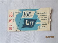 Ticket Stub 1962 Football USC VS Navy