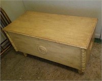Cedar chest,  painted on outside, no maker name,