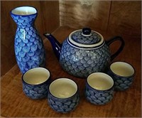 Blue/ White Sake And Tea Set
