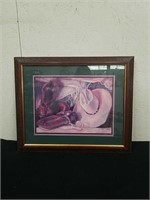 Vintage 23x 19 in framed, matted, and signed
