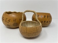 Wood Burned Dried Decorative Gourds