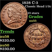 1828 C-3 Classic Head 1/2c Grades Choice AU