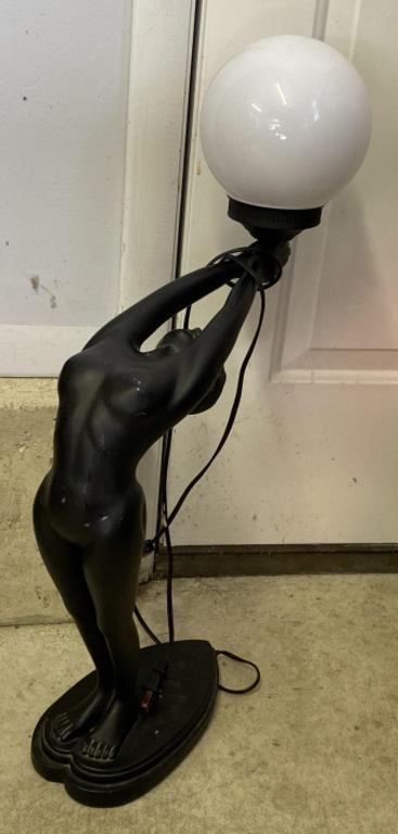 Art Deco Style Nude Lady Metal Table Lamp, 32in