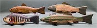 4 VARIOUS VINTAGE WOODEN FISH DECOYS