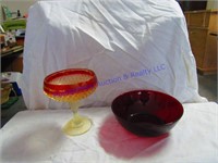 RUBY RED BOWL & CANDY DISH