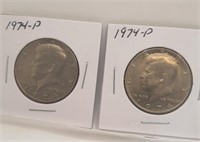 2 - 1974-P Kennedy Half Dollars