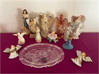 Various Angel Figurines Resin, Wood, Plastic ++